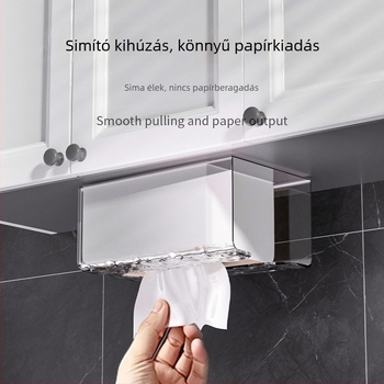 Falira szerelhető zsebkendő tartó arc törlőhöz, átlátszó dizájn, fürdőszoba és konyha tároló, invertált kivitel, könnyű luxus