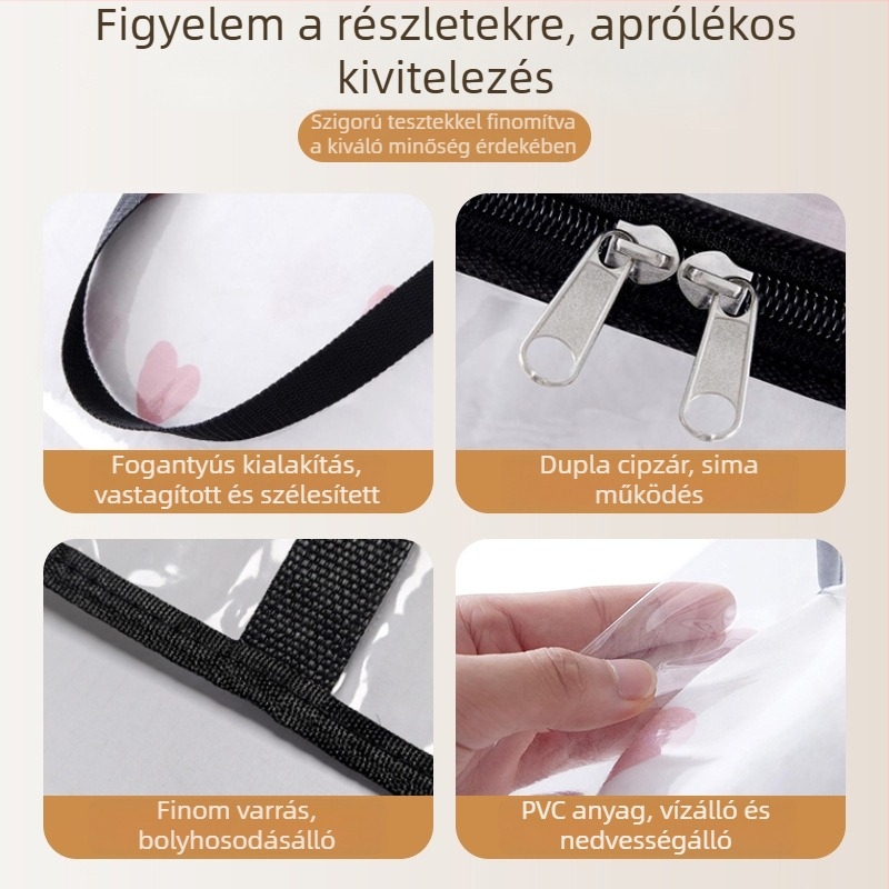 Átlátszó PVC tároló táska fogantyúval, nedvességálló és porálló, nagy kapacitású költöztetéshez és ágyneműtároláshoz