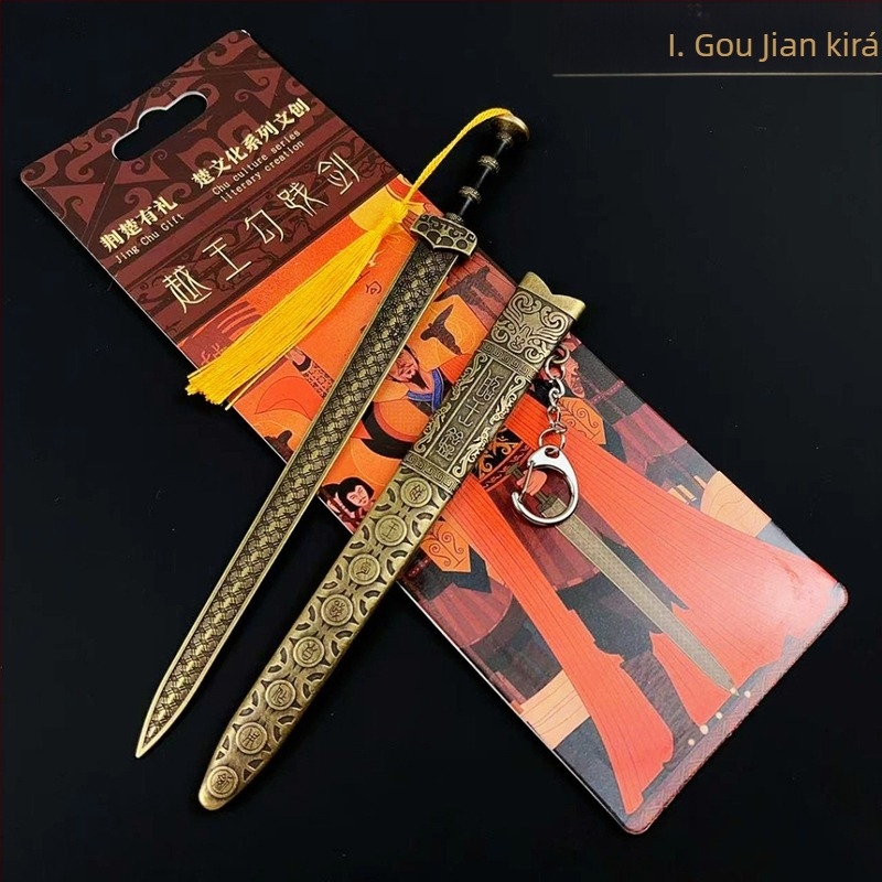 Goujian kard replika – ősi kínai kard modell, ötvözetből készült dekoráció, lógó dísz