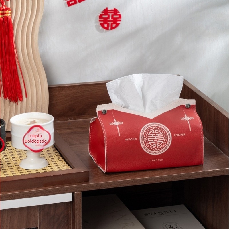 Kínai stílusú retro zsepiatartó PU szövetből, teafőasztalra és nappaliba Zen ihletésű dizájn