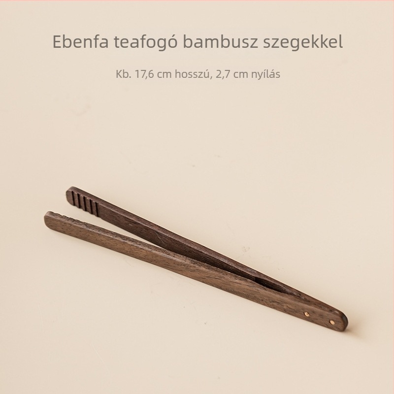 Tömörfa teásklipsz készlet teaceremóniához, diófa és ebenfa anyagból készült csészeklipsz, pohártisztító csipesz