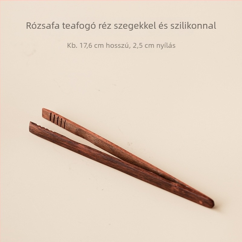 Tömörfa teásklipsz készlet teaceremóniához, diófa és ebenfa anyagból készült csészeklipsz, pohártisztító csipesz