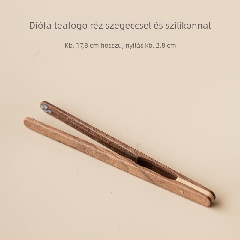 Tömörfa teásklipsz készlet teaceremóniához, diófa és ebenfa anyagból készült csészeklipsz, pohártisztító csipesz