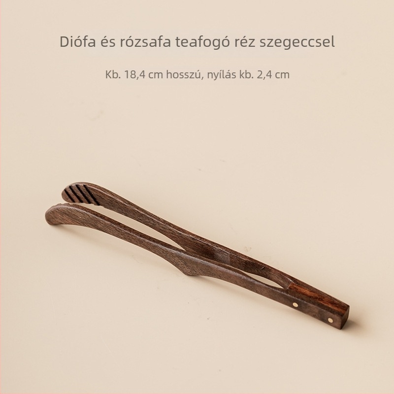 Tömörfa teásklipsz készlet teaceremóniához, diófa és ebenfa anyagból készült csészeklipsz, pohártisztító csipesz