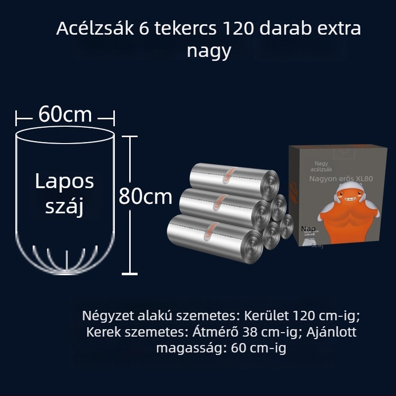 Vastagított háztartási szemeteszsákok, kézitáska-stílusú, közepes méretű, a konyhához
