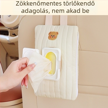 Autóba illő papírzsebkendő tartó – lógatható nedves törlőkendő tasak, képregényes dizájnnal autóüléshez és babakocsihoz