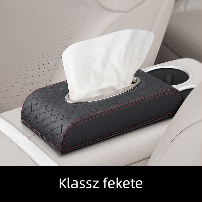 Autós zsebkendő-doboz bőrrel domborított