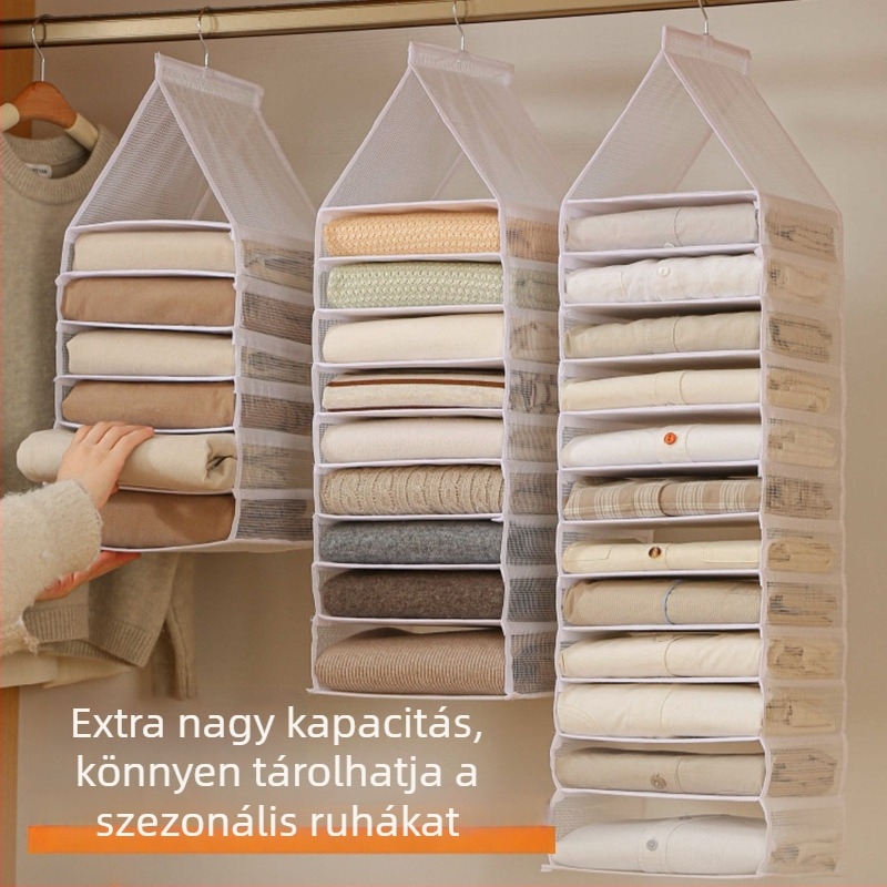 Többszintes ruhatároló akasztós táska, gardróbrendező, összecsukható tároló
