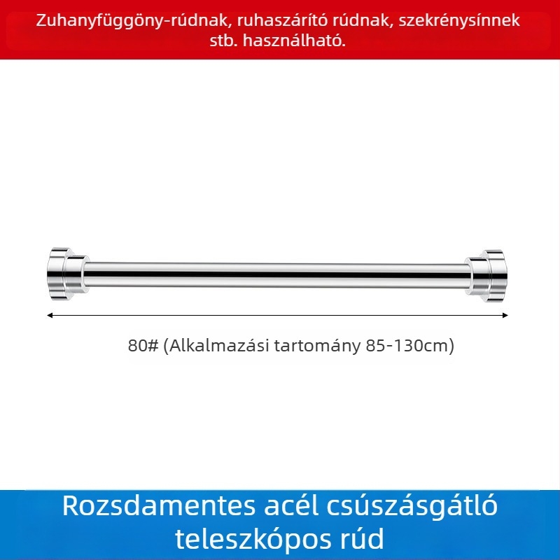 Rozsdamentes acél teleszkópos ruhaszárító rúd fürdőszobához, zuhanyfüggönyhöz és gardróbhoz