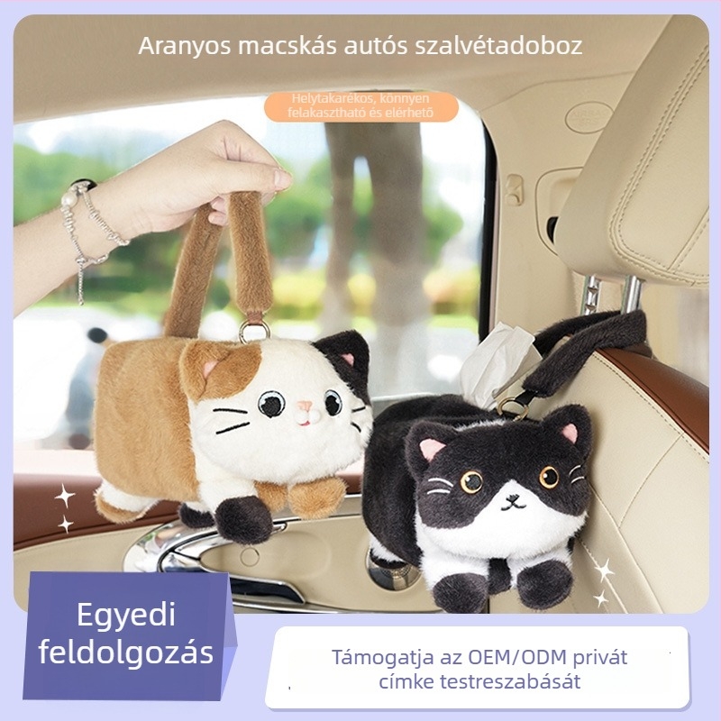 Aranyos autós zsebkendő-tartó doboz – függő tároló autóhoz és otthonhoz