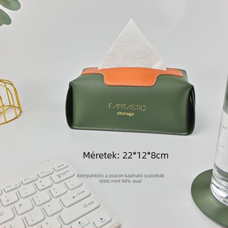 PU bőr papírzsebkendő tartó autóhoz – többfunkciós zsebkendő doboz autóhoz, nappaliba és fürdőbe, luxus hotel stílusban