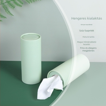 Autóba illő hengeres zsebkendő-tartó Morandi színekben, logóval nyomtatva