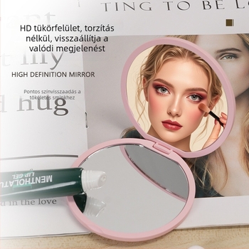 Új kör alakú összecsukható tükör, hordozható sminktükör, kézi kozmetikai tükör, kétoldalas fedéllel, matt felület