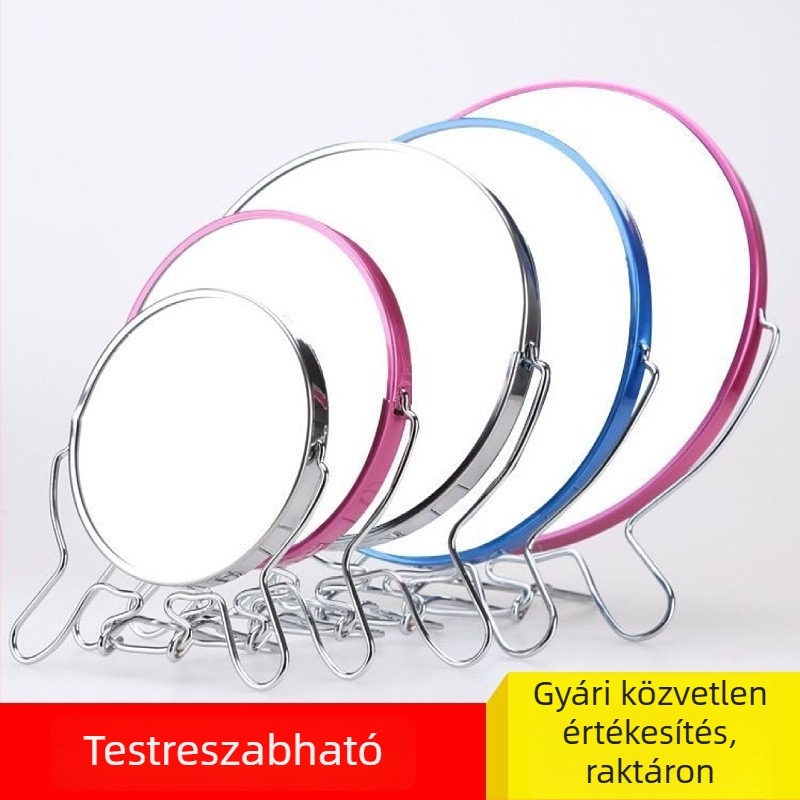 Asztali, kétoldalas sminktükör vas kerettel, 4–8 hüvelykes méretben, ideális kollégiumi szobákhoz