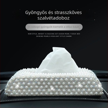 Autóhoz való mikroszálas bőrből készült szalvétatartó kristályos díszítéssel