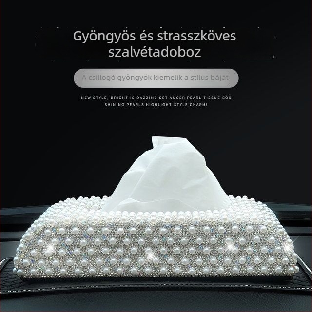Autóhoz való mikroszálas bőrből készült szalvétatartó kristályos díszítéssel