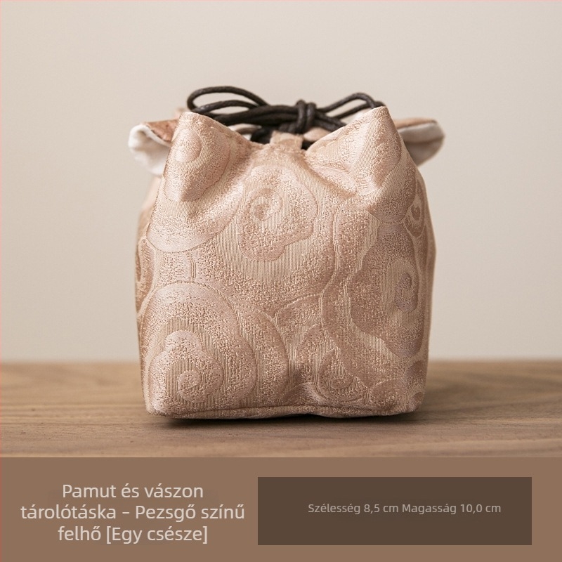 Átvihető textil teáskészlet-táska megerősített tárolóval teáskannának és csészéknek, kis vászontasak teához, kültéri hordtáska