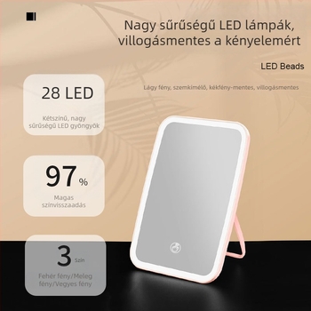 LED sminktükör világítással, érintésérzékeny, asztali szépség-tükör USB-vel élő közvetítéshez