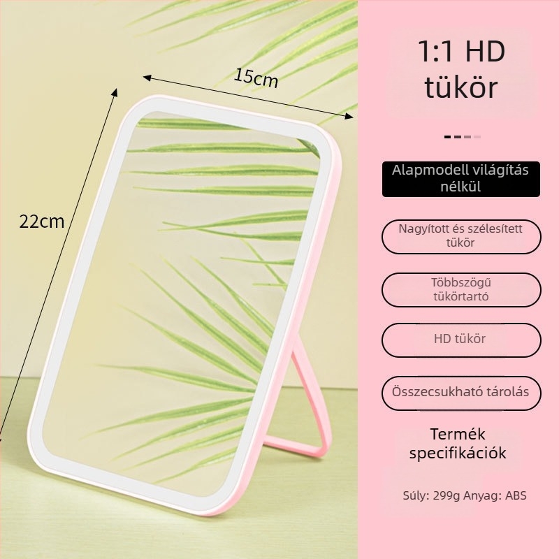 LED sminktükör világítással, érintésérzékeny, asztali szépség-tükör USB-vel élő közvetítéshez