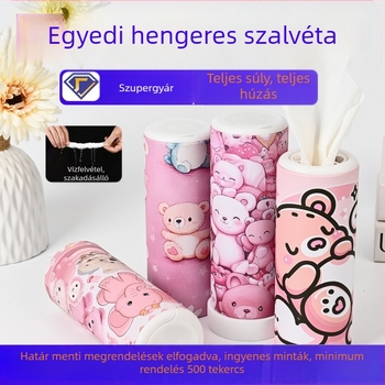 Henger alakú autózsebkendő-doboz logóval testreszabható, méret 18×6,8 cm
