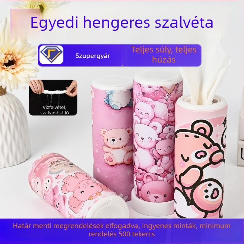 Henger alakú autózsebkendő-doboz logóval testreszabható, méret 18×6,8 cm