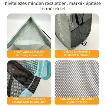 Összecsukható, nagy kapacitású mosókosár rozsdamentes acélból