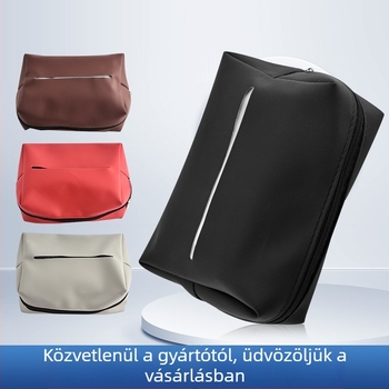Bőr autós zsebkendőtartó, rögzíthető a karfához és a hátsó üléshez, belső kiegészítő