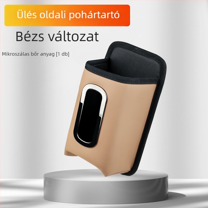 Bőr autóülés oldalán található tároló táska – vízpalack és zsebkendő doboz tárolására