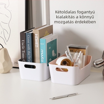 Két színű asztali tároló kozmetikumokhoz és nassolnivalókhoz – ABS műanyag, méretek 24×17×10,3 cm