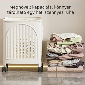 Összecsukható piszkos ruhák kosara kerekekkel, levehető fogantyúval, fürdőszobai és mosókonyhai tároláshoz