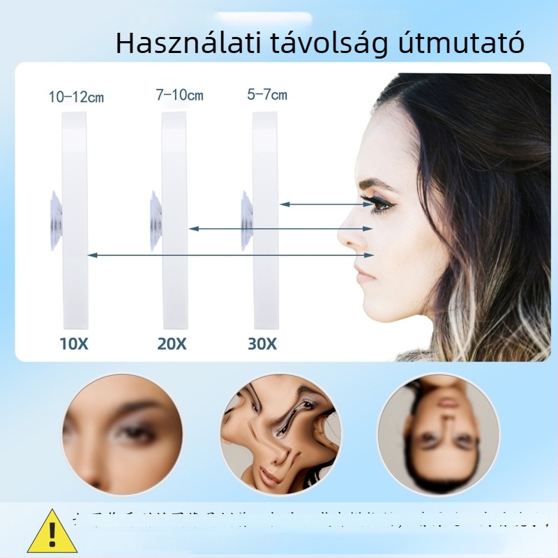 Üvegből készült nagyító tükör szívó koronggal, 3,5 hüvelyk (8,8 cm), 10x–40x nagyítás, mitesszerek eltávolítására