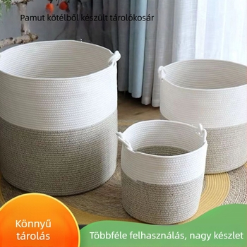 Pamutból készült tárolókosár – játékokhoz, ruhákhoz és egyéb dolgokhoz, fonott kivitel