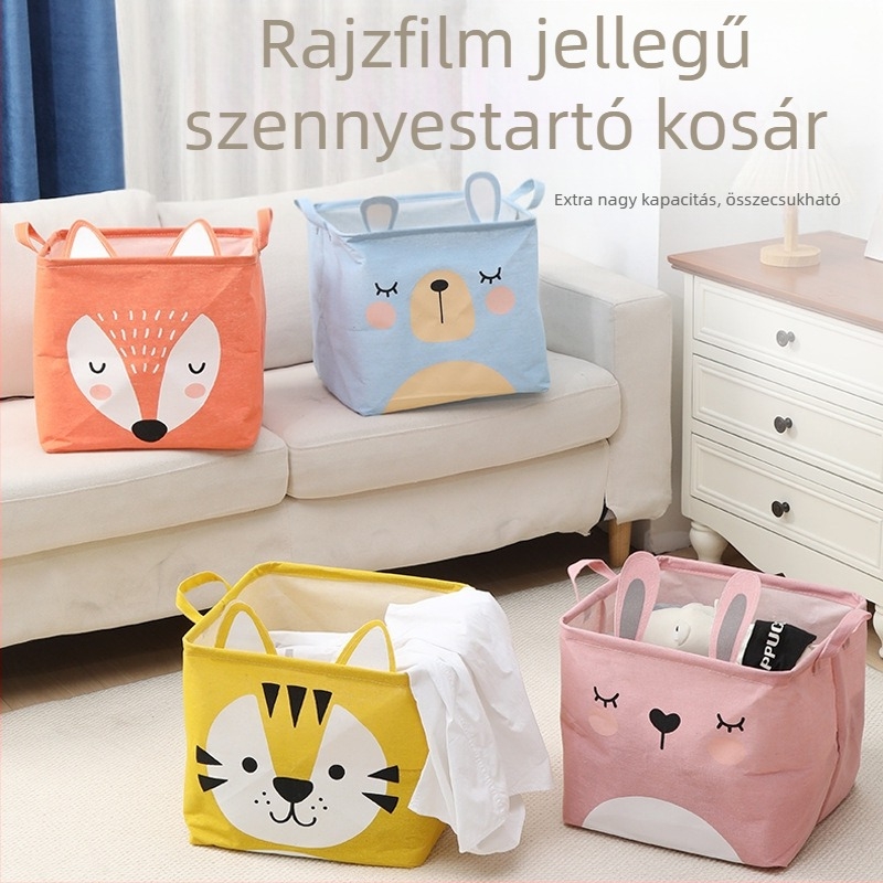 Textil tárolókosár ruhákhoz, vízálló, megvastagított, összehajtható, játékok és ruhák tárolására, nappali rendező