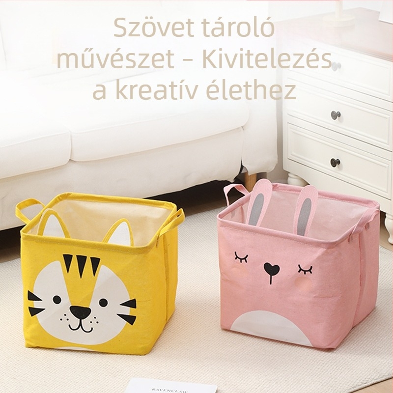 Textil tárolókosár ruhákhoz, vízálló, megvastagított, összehajtható, játékok és ruhák tárolására, nappali rendező