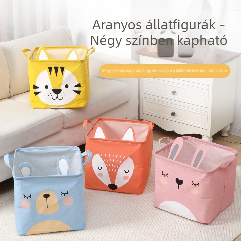 Textil tárolókosár ruhákhoz, vízálló, megvastagított, összehajtható, játékok és ruhák tárolására, nappali rendező