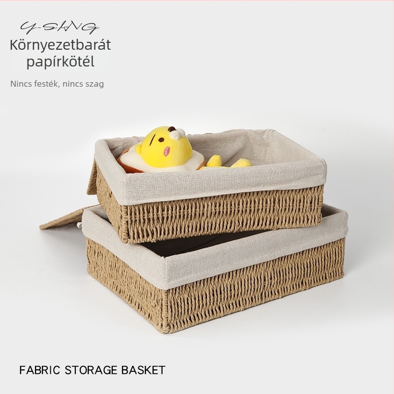 Asztali fonott tárolókosár fedővel, nagy kapacitású, kávézóasztalhoz, apróságok és nassolnivalók tárolására, imitált rattan