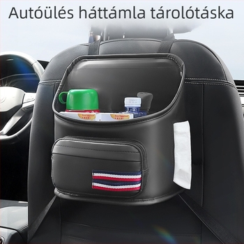 Bőr autóülés hátuljára szánt tároló, függő tárolózseb, vízálló, többfunkciós, száraz–nedves elkülönítés, univerzális illeszkedés