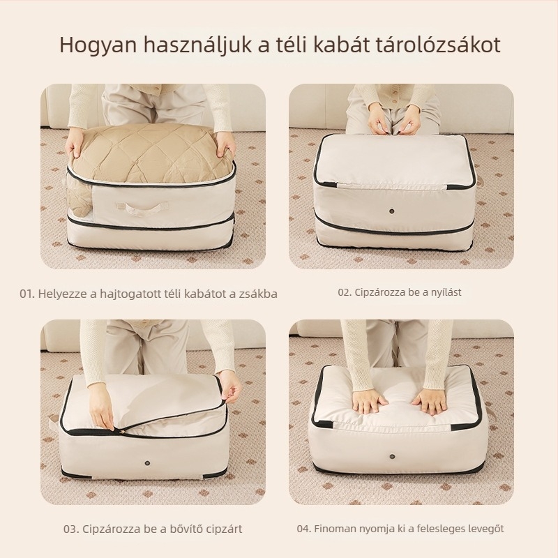 Anqin Tollkabát tömörítő tasak — textil anyagú, nedvességálló, hordozható ruhatároló