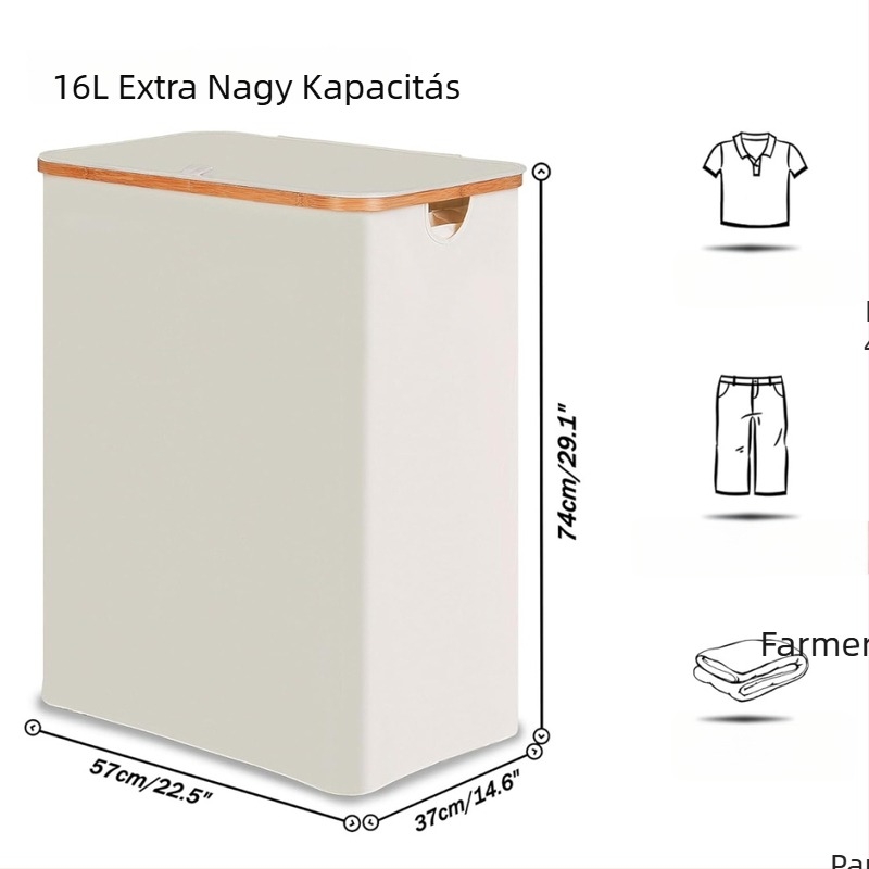 Nagy kapacitású mosókosár forgó kerekekkel, 3 levehető belső zsebbel, vízálló piszkos ruhás kosár mosókonyha és hálószoba számára