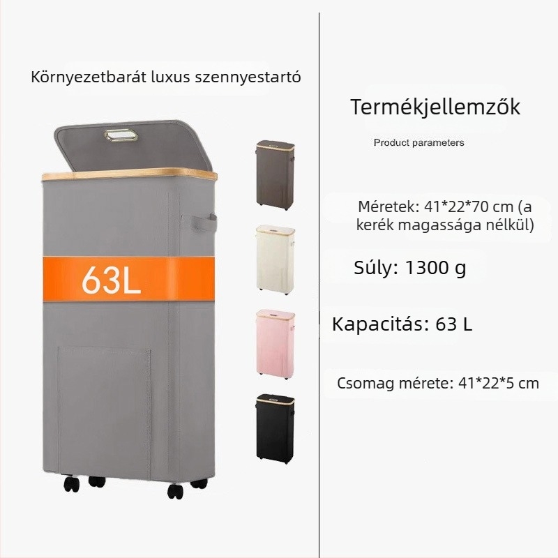 Összecsukható, kerekes mosókosár fürdőszobába – kompakt tároló kosár ruhákhoz és játékokhoz