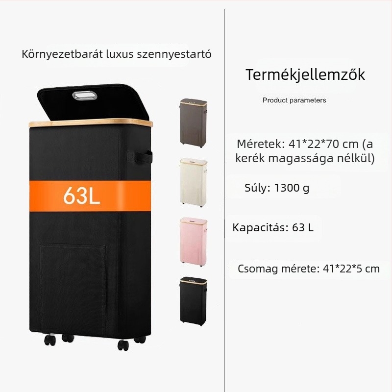Összecsukható, kerekes mosókosár fürdőszobába – kompakt tároló kosár ruhákhoz és játékokhoz