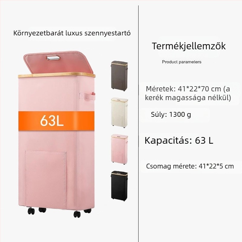Összecsukható, kerekes mosókosár fürdőszobába – kompakt tároló kosár ruhákhoz és játékokhoz