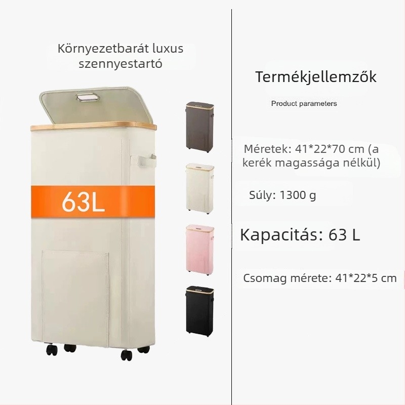 Összecsukható, kerekes mosókosár fürdőszobába – kompakt tároló kosár ruhákhoz és játékokhoz