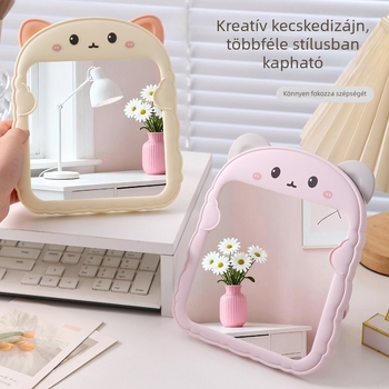 Aranyos otthoni sminktükör macskafüllel, falra szerelhető, összecsukható, nagy műanyag tükör az asztalra