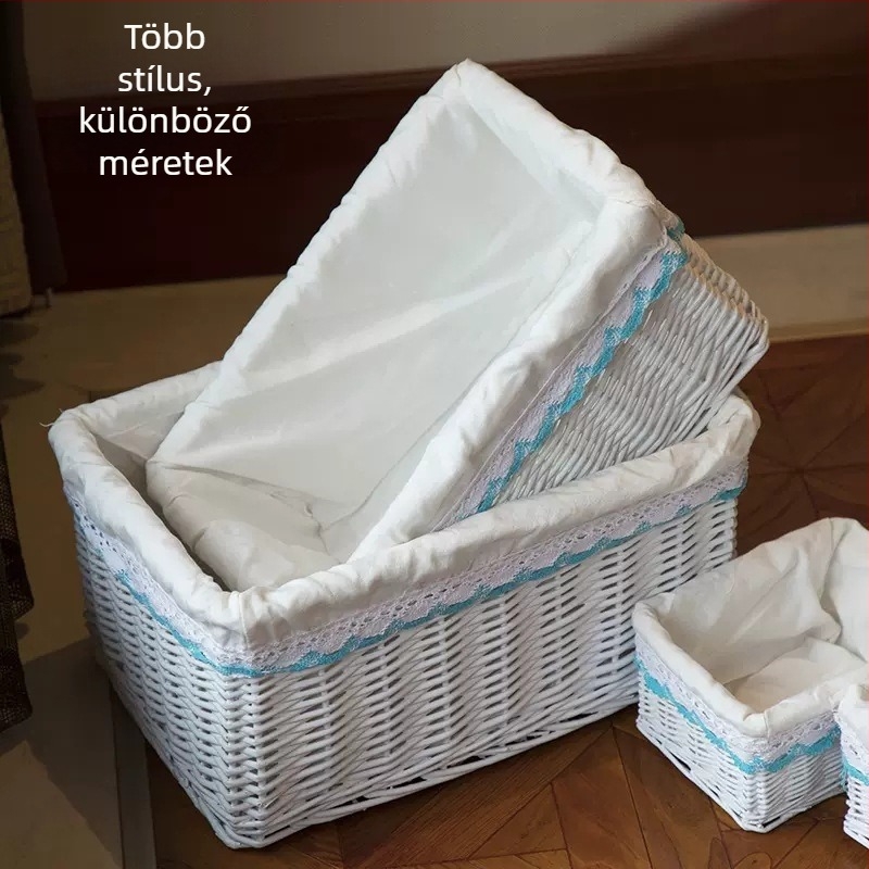 Rattanból készült tárolókosár, kézzel szőtt ruhák és zoknik tárolójára, szennyes ruhák számára, fiókos tároló doboz