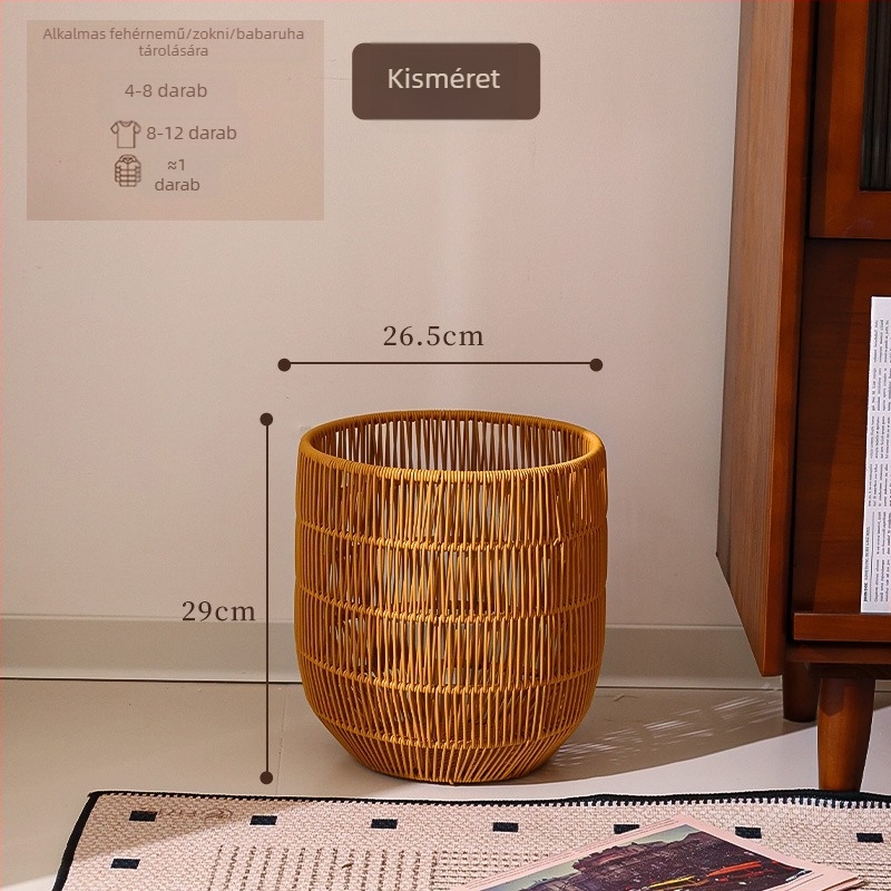 Rattan-szerű, vízálló szennyeskosár, nagy kapacitás, fürdőszobába és hálószobába