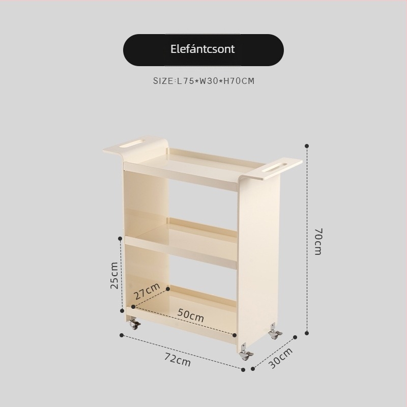 Skandináv minimalista, mozgatható nappali tárolókocsi 3 szintes polcokkal