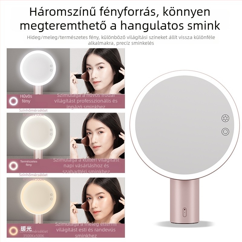 AI-vezérelt LED sminktükör, asztali Bluetooth lámpa – kettős használat, luxus magas minőségű tükör, Doubao modell