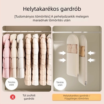 Függő porvédő ruhatartó, kubikus alak, nem szőtt anyagból, átlátható panellel, ruhatár tárolásához
