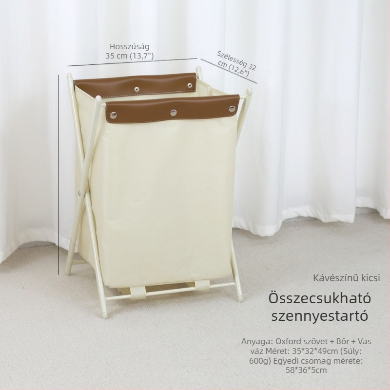 Összecsukható textilkosár mosáshoz, megerősített kovácsoltvas vázzal, kollégiumokba és fürdőszobába